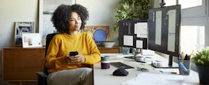 Young businesswoman working at home office